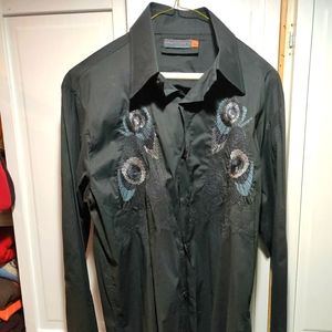 black embroidered shirt size large